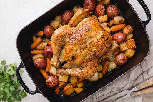Holiday Herb-Crusted Roast Chicken With Root Vegetables